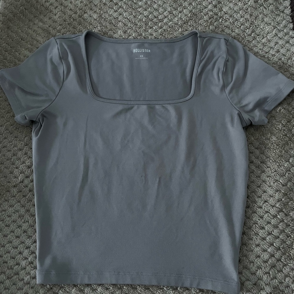 Hollister Women's Square Neck Short Sleeve Top - Gray